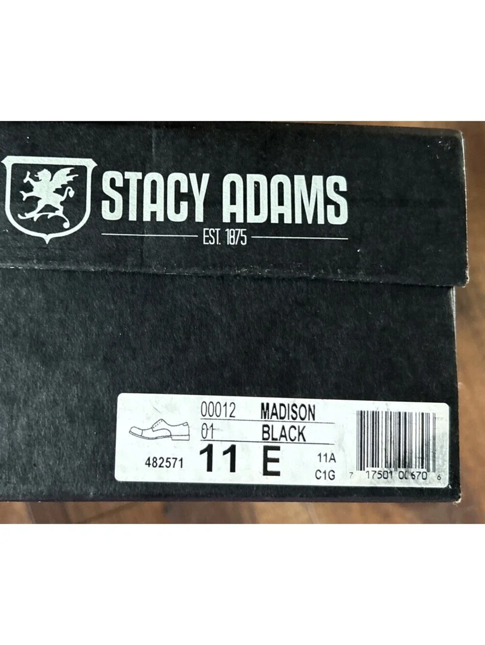 Stacy Adams Men’s Oxford Madison Cap Toe Size 11 E New In Box NIB Black Dressy - Picture 3 of 15